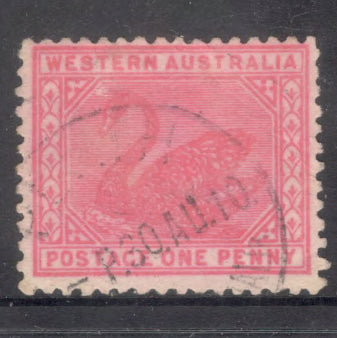 Western Australian 1902-1905 1d 1 Penny Black Swan Cinnabar Stamp