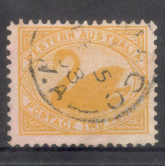 Western Australian 1905-1912 2d 2 Pence Black Swan Yellow Stamp