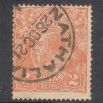 Australian 1914-1923 2d King George V Orange Stamp - Type 2 Watermark