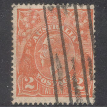 Australian 1914-1923 2d King George V Orange Stamp - Type 2 Watermark