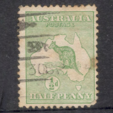 Australian 1913 1/2d 1/2 Penny Green Kangaroo Stamp