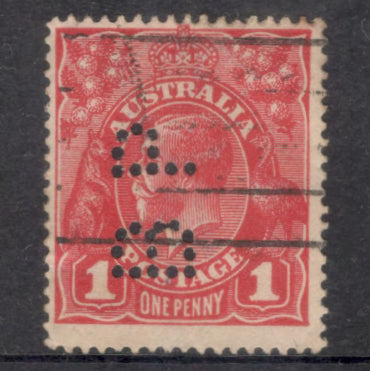 Australian 1915-1923 1d King George V Red Stamp - Type 2 Watermark