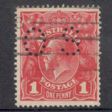 Australian 1915-1923 1d King George V Red Stamp - Type 2 Watermark