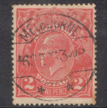 Australian 1914-1923 2d King George V Red Stamp - Type 2 Watermark