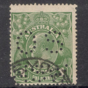 Australian 1918-1924 1d King George V Green Stamp - Type 4 Watermark