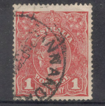 Australian 1918-1924 1d King George V Carmine Stamp - Type 4 Watermark