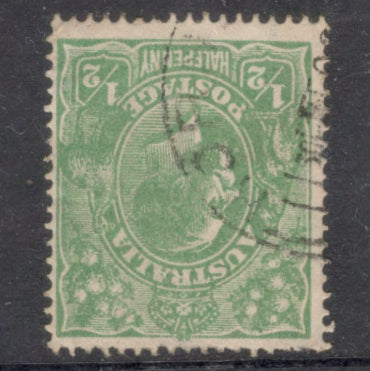 Australian 1918-1924 1/2d 1/2 Penny Green KGV King George V Stamp - Type 2 Second Watermark (Inverted)
