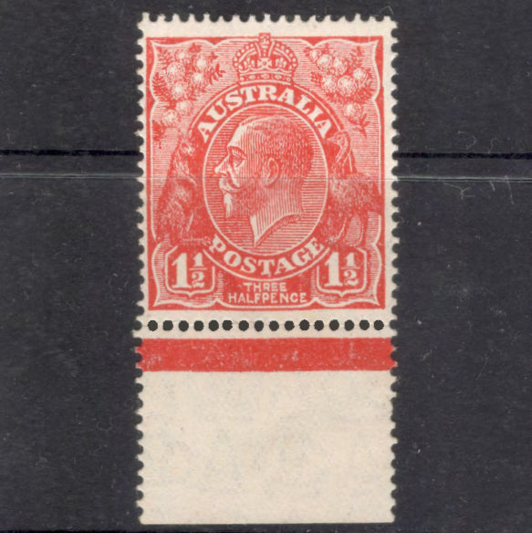 Australian 1924 1 1/2d King George V Carmine Red Stamp - Type 2 Watermark