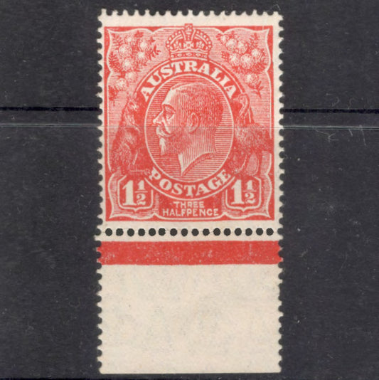 Australian 1924 1 1/2d King George V Carmine Red Stamp - Type 2 Watermark
