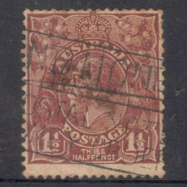 Australian 1931-1936 1 1/2d King George V Reddish Brown Stamp - Type 6 Watermark