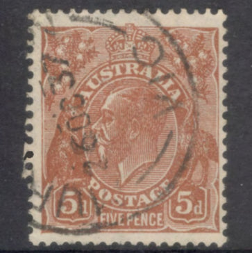 Australian 1931-1936 5d King George V Brown Stamp - Type 6 Watermark
