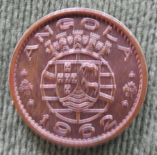 Angola 1962 20 Centavos Five Towers Atop Arms Coin
