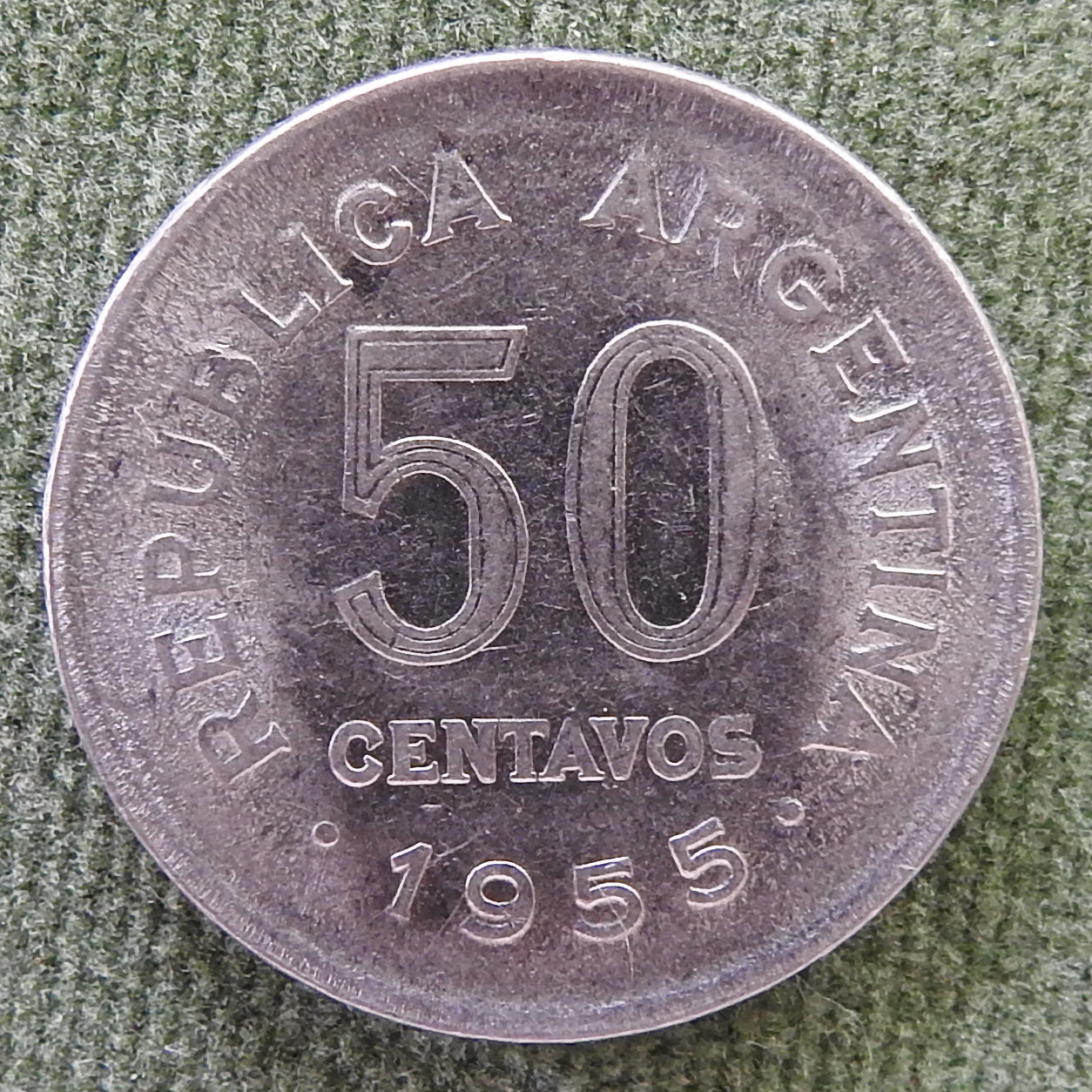 Argentina 1955 50 Centavos Coin Jose De San Martin