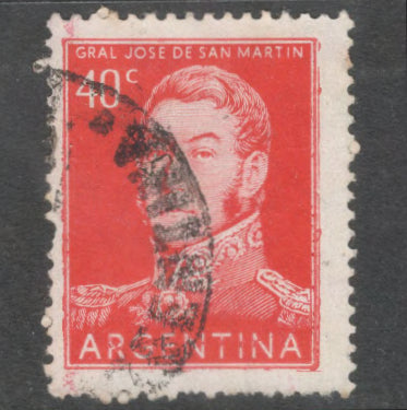Argentina 1954 - 1959 40 Centavo Carmine Personalities General San Martin Stamp - Perf: 13.5x13.0