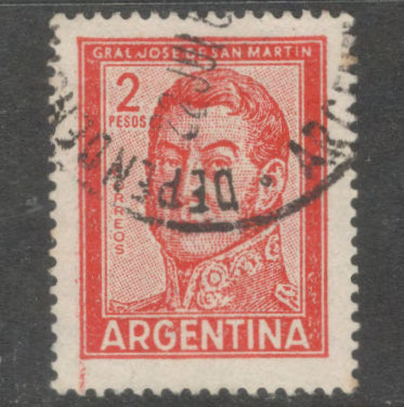 Argentina 1961 - 1969 2 Peso Scarlet Personalities General San Martin Stamp - Perf: 13.5