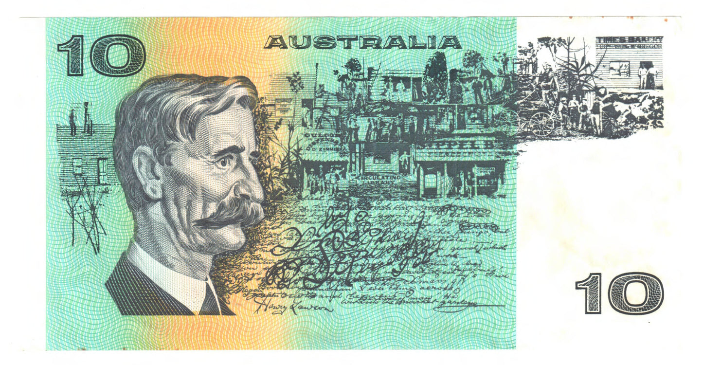 Australian 1990 10 Dollar Fraser Higgins Banknote s/n MCA 911896 - Circulated