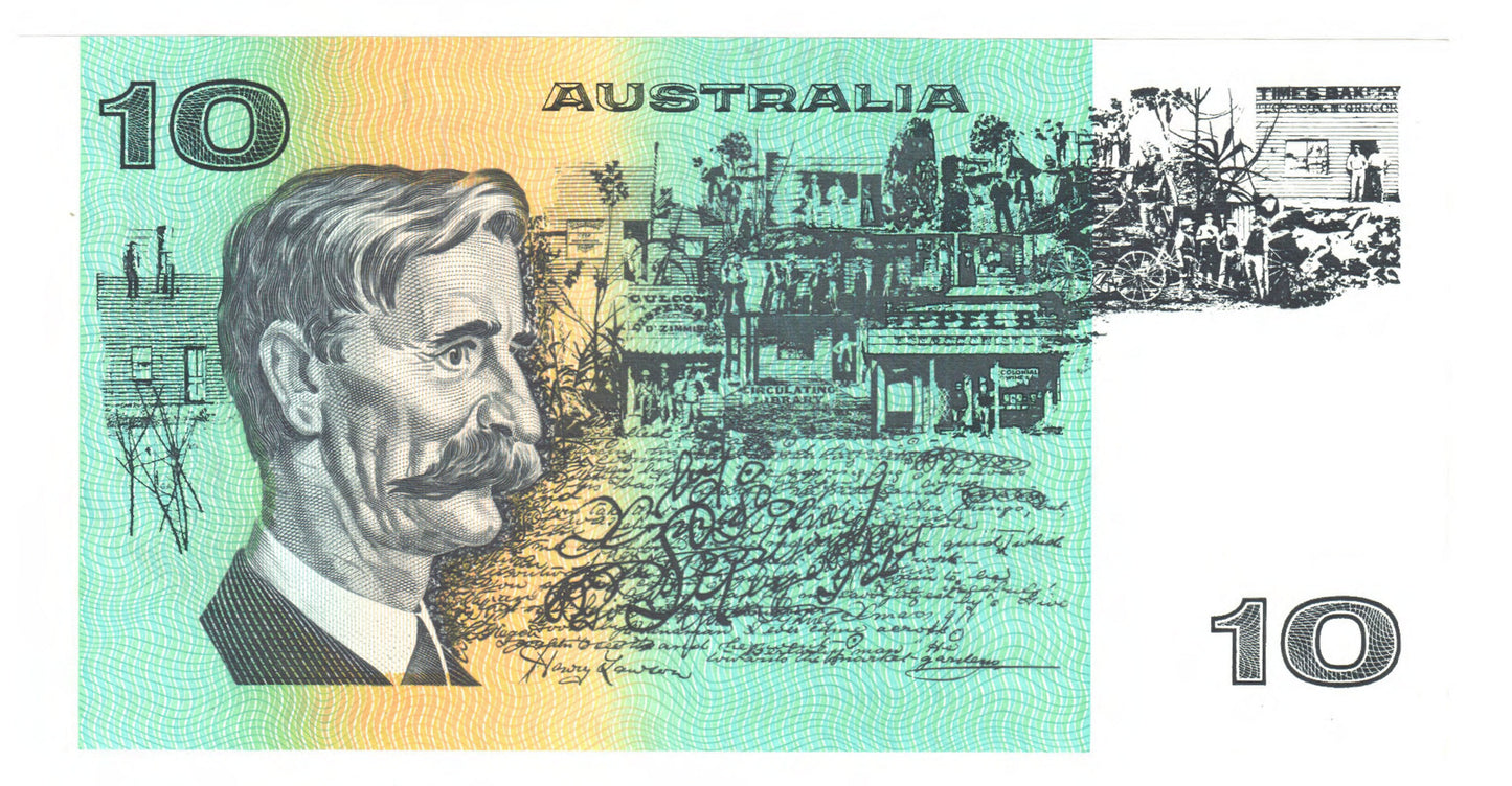 Australian 1990 10 Dollar Fraser Higgins Banknote s/n MCL 757970 - Uncirculated Error