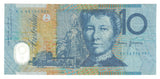 Australian 1993 10 Dollar Fraser Evans Polymer Banknote s/n KA 93953591 - Circulated