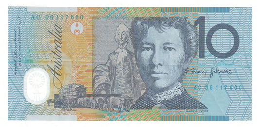 Australian 2006 10 Dollar MacFarlane Henry Polymer Banknote s/n AC 06117660 - Circulated