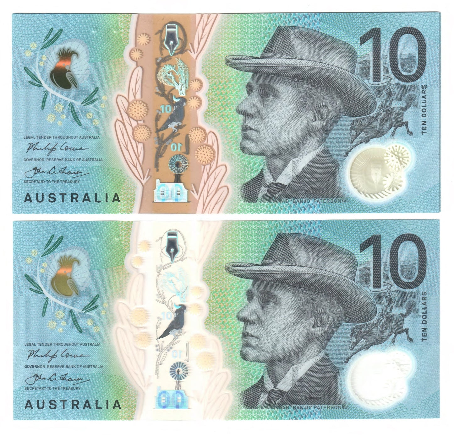 Australian 2017 10 Dollar Lowe Fraser Polymer Banknote Run Of 7 s/n CD 171314493-4499 - Uncirculated