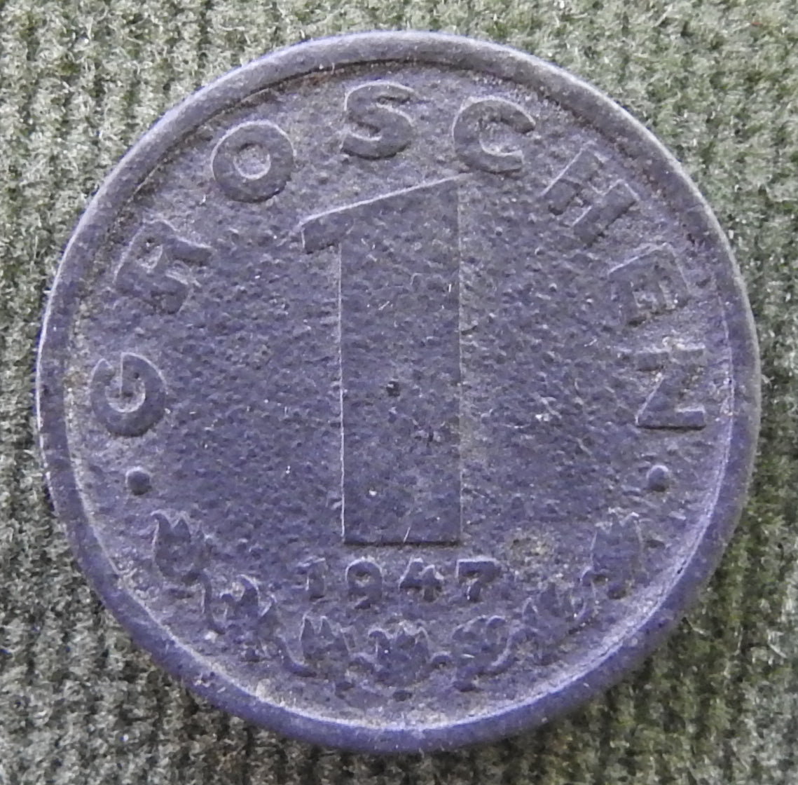Austria 1947 1 Groschen Austrian Coat of Arms Coin