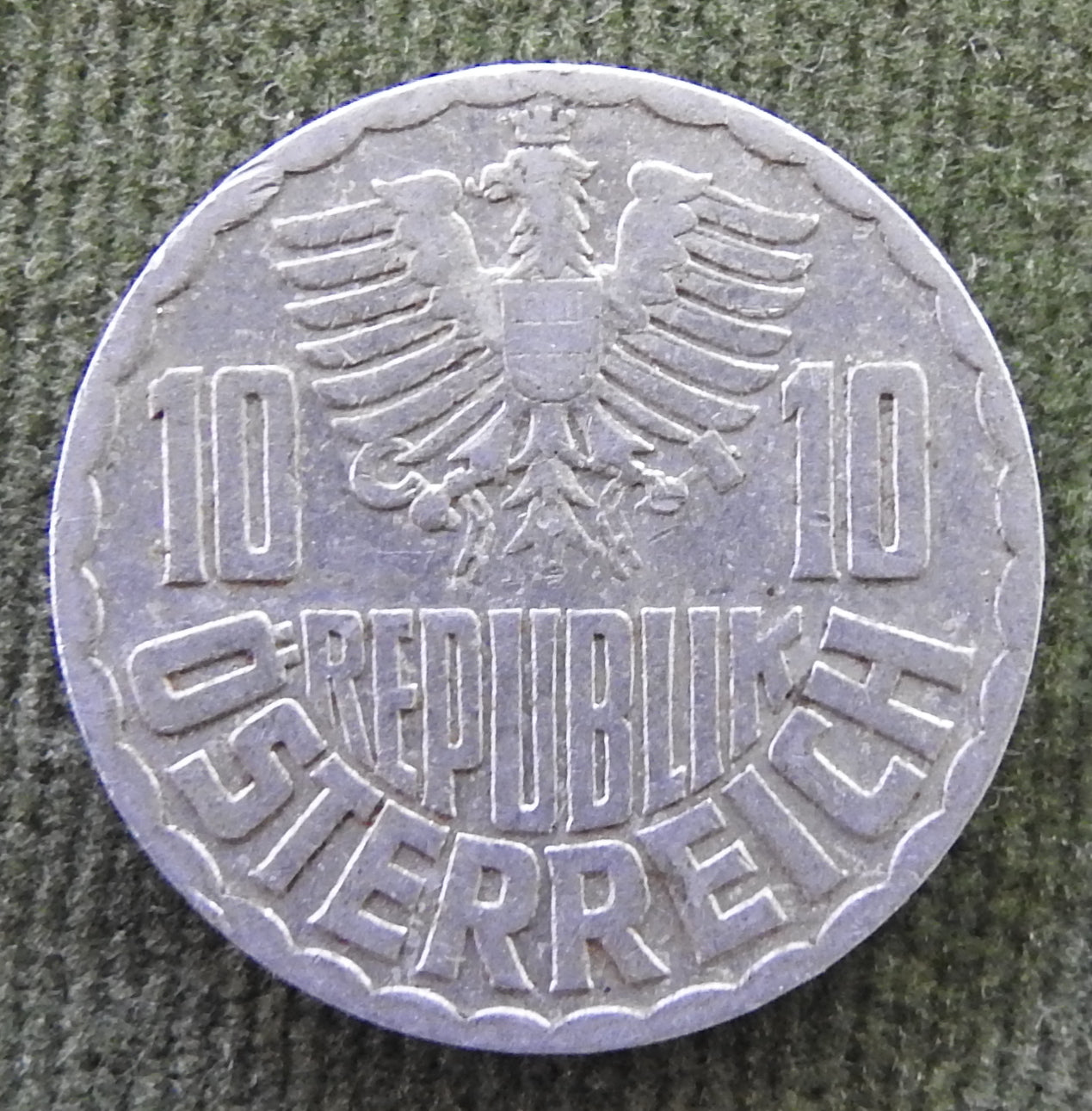 Austria 1955 10 Groschen Coin - Grades as Very Fine