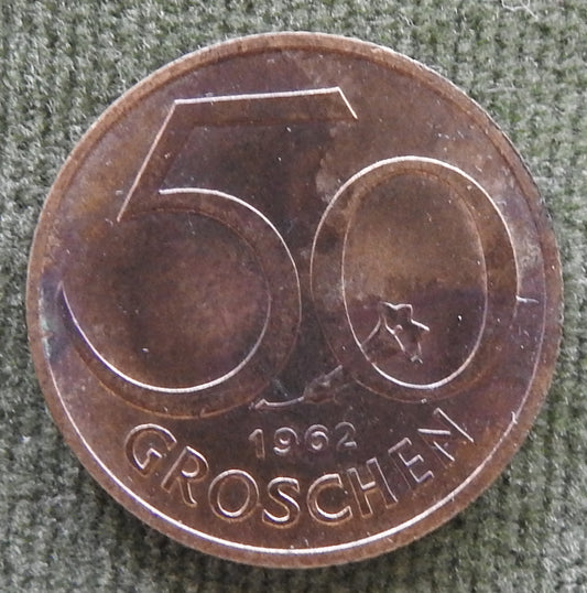 Austria 1962 50 Groschen Austrian Escutcheon Coin