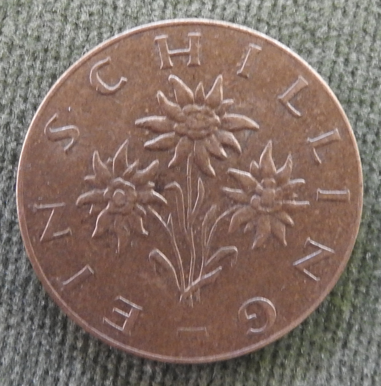 Austria 1966 1 Schilling Three Edelweiss Flowers Coin