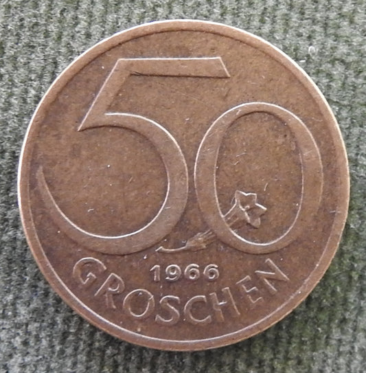 Austria 1966 50 Groschen Austrian Escutcheon Coin