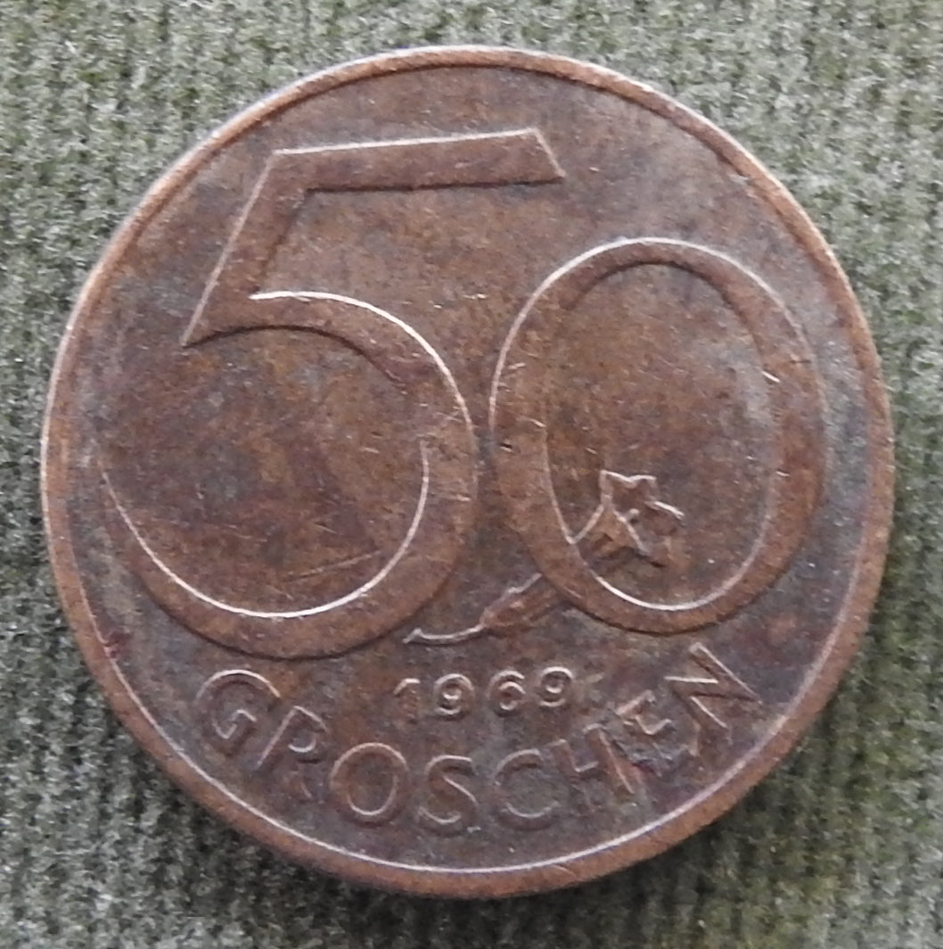 Austria 1969 50 Groschen Coin