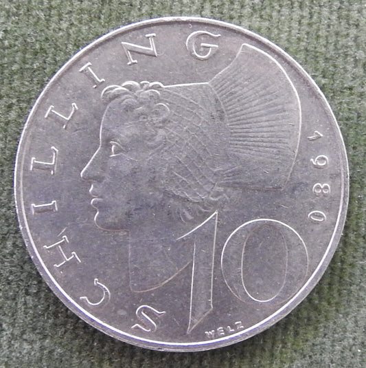 Austria 1980 10 Schilling Woman's Head Coin
