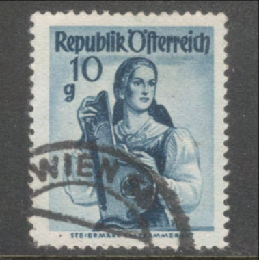 Austria 1958 10 Groschen Light Blue 1958 National Costumes Stamp - Perfin: 14.0