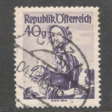 Austria 1948 40 Groschen Violet National Costumes Stamp - Perfin: 14.0
