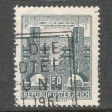 Austria 1964 50 Groschen Grey Architectural Monuments in Austria Stamp - Perfin: 14.0x15.0