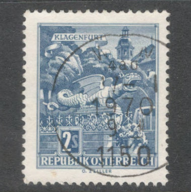 Austria 1958 2 Schilling Prussian Blue Architectural Monuments in Austria Stamp - Perfin: 13.75