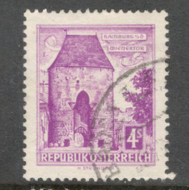 Austria 1960 4 Schilling Reddish Purple Architectural Monuments in Austria Stamp - Perfin: 13.75
