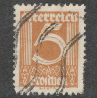 Austria 1925 5 Groschen Ochre Numeral Stamp - Perfin:12.0