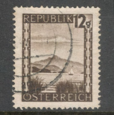 Austria 1945 - 1947 12 Groschen Sepia Brown Definitive Landscape Stamp - Perfin: 13.25