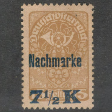 Austria 1921 7 1/2/15 Kronen Ochre Postage Stamp of 1920 Overprinted and Surcharged - Perfin: 12.5