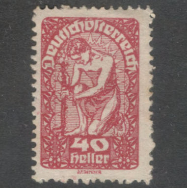 Austria 1919 - 1920 40 Heller Carmine Rose Daily Stamp - Perfin: 12.5
