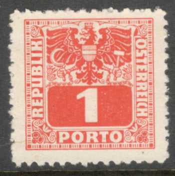 Austria 1945 1 Pfennig Cinnabar Numeral Stamp with Eagle - Perfin: 11.0