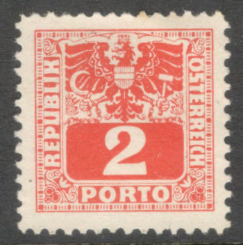 Austria 1945 2 Pfennig Cinnabar Numeral Stamp with Eagle - Perfin: 11.0