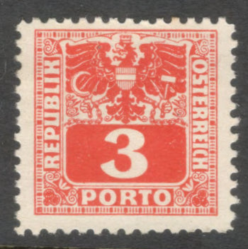 Austria 1945 3 Pfennig Cinnabar Numeral Stamp with Eagle - Perfin: 11.0