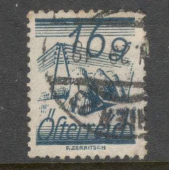 Austria 1925 16 Groschen Blueish Grey Values in Groschen Stamp - Perfin: 12.0
