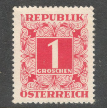 Austria 1949 - 1957 1 Groschen Rose Numeral Stamp - Perfin: 14.0