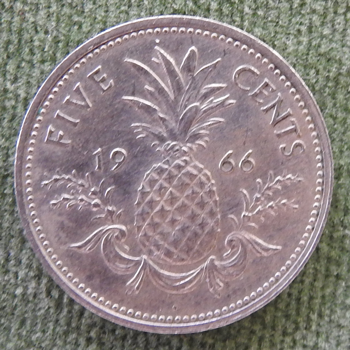 Bahama Islands 1966 5 Cent Five Cent Coin Pineapple