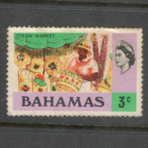 Caribbean Bahamas 1971 3 Cent Multicoloured Queen Elizabeth Stamp - Perfin: 14.5