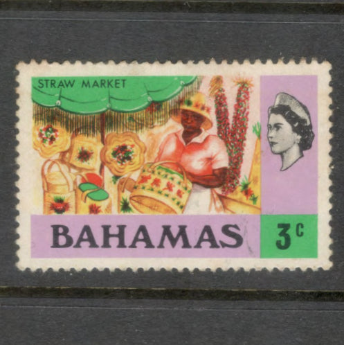 Caribbean Bahamas 1971 3 Cent Multicoloured Queen Elizabeth Stamp - Perfin: 14.5
