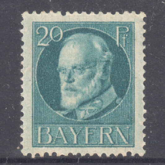 Bayern 1914 - 1920 20 Pfennig Blue King Ludwig III Stamp - Perfin:14x14.5