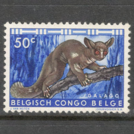 Belgian Congo 1959 50 Centimes Multicoloured Definitive Issues Animals Galago Crassicaudatus Stamp - Perfin: 11.75